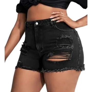 GAGELE Plus Size Women's High Waisted Denim Shorts