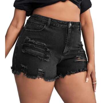 GAGELE Plus Size Denim Shorts Women High Waisted Stretch Summer Jean Shorts
