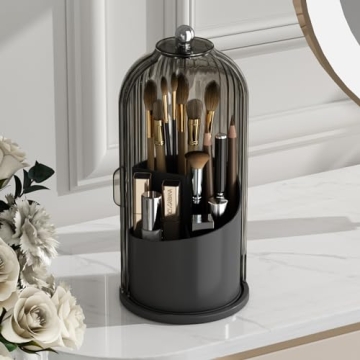 GAXmi Makeup Brush Holder with Lid Cosmetic Tools Organizer 360 Rotating Waterproof Dustproof Beauty...