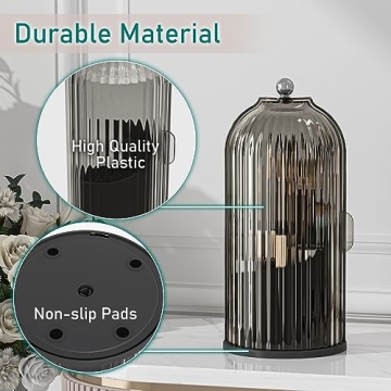 GAXmi Makeup Brush Holder with Lid 360 Rotating Organizer