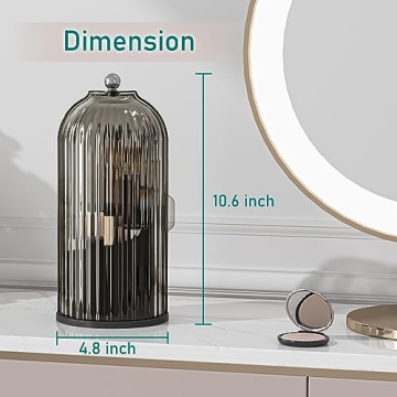 GAXmi Makeup Brush Holder with Lid 360 Rotating Organizer