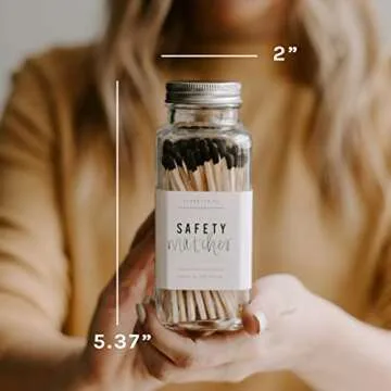 Sweet Water Decor 3.75" Pink Safety Matches - Glass Jar | Approx. 60 Matches | Matchsticks | Home Decor | Candle Accessories | Long Matches | Apothecary Jars for Fireplace | Housewarming Gift