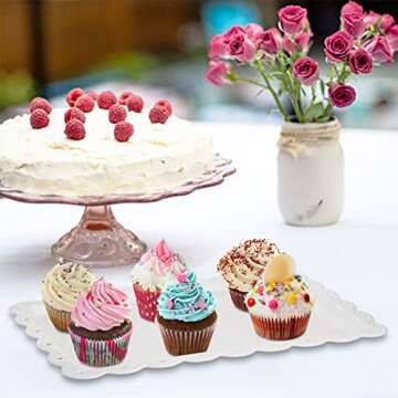 Peohud Elegant White Plastic Serving Tray Set - 12 Pack