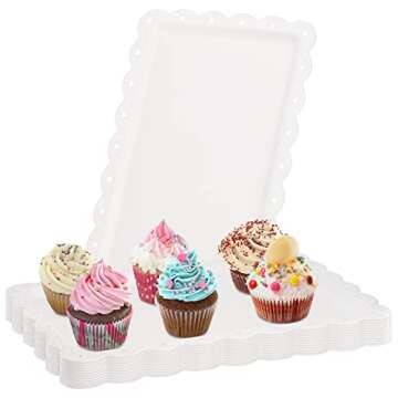 Peohud Elegant White Plastic Serving Tray Set - 12 Pack