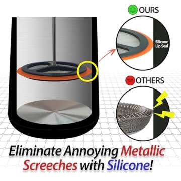 PortableAnd 34oz Double Vacuum Insulation Large Silicone French Press Coffee Maker with Silicone Ring, Stainless Steel, Perfect for Camping, Travel, and At-Home Use (Matte Black)