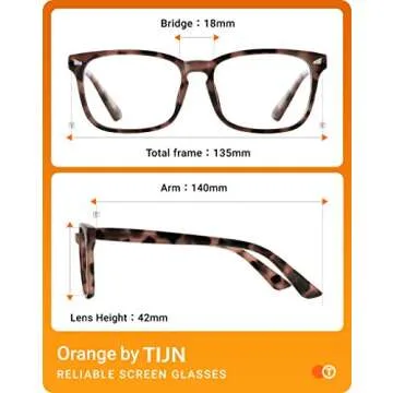 TIJN Blue Light Blocking Glasses for Women Men Clear Frame Square Nerd Eyeglasses Anti Blue Ray Computer Screen Glasses