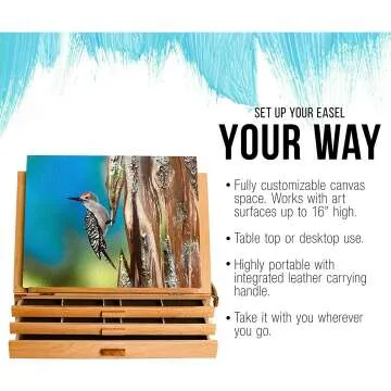 Adjustable Wooden 3-Drawer Artist Storage Easel