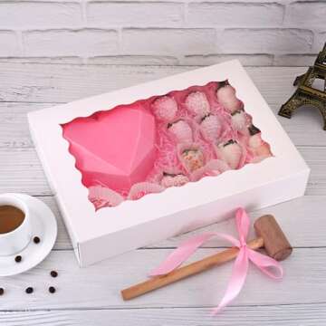 Tcoivs Bakery Boxes 14" x 10" x 2.5" for Treats