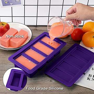 Butter Mold with Lid, Silicone Butter Tray Container with Spatula, Non-Stick Silicone Butter Molds f...