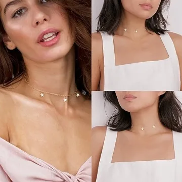 Elegant Star Necklace Choker 14K Gold Plated Accessories