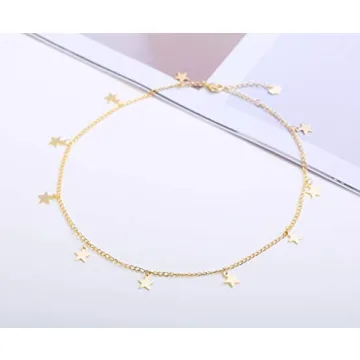 Elegant Star Necklace Choker 14K Gold Plated Accessories
