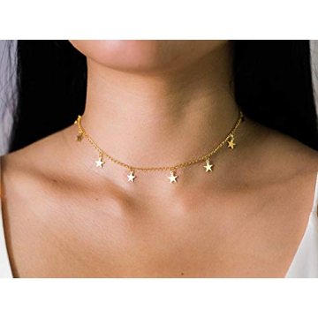 Elegant Star Necklace Choker 14K Gold Plated Accessories