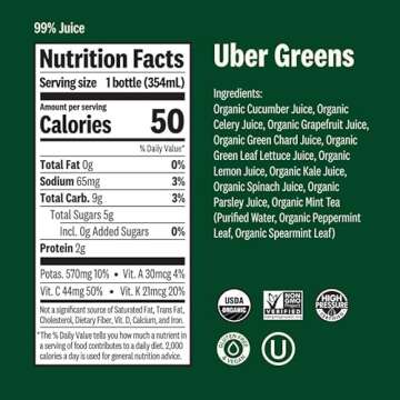 Suja Organic Green Juice Variety Pack | 6 Mighty Dozen and 6 Uber Greens | Plant-Based & Gluten-Free (12 fl oz, Pack of 12 total)