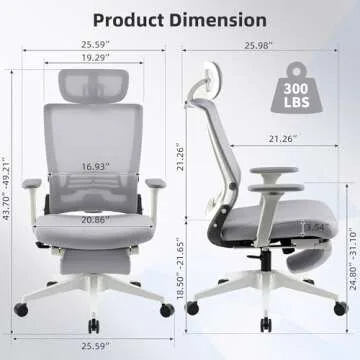 Foldable ergonomic office chair with footrest