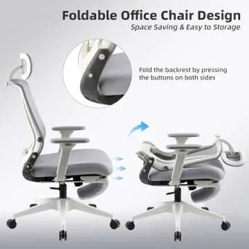 Foldable ergonomic office chair with footrest