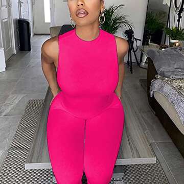 LuFeng Women's Sexy Sleeveless Zipper Bodycon Party Club Long Rompers Jumpsuit (S, Rose Red)