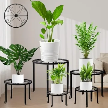 5 Pack Heavy Duty Rustproof Metal Plant Stands for Indoor & Outdoor Use