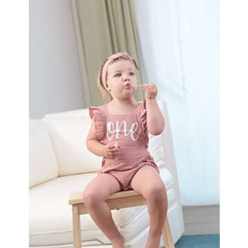 Shalofer 1st Birthday Outfit Girl Baby First Birthday Clothes Cute Backless Ruffles Bodysuit with He...