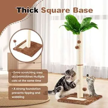 Leisuremix Cat Scratching Post 31.5" Tall Sisal Scratch Posts for Indoor Adult Cats, Large Palm Tree Cat Post with Dangling Balls, Cute Cat Scratching Post an Interactive Scratcher Cat Toy