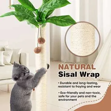 Leisuremix Cat Scratching Post 31.5" Tall Sisal Scratch Posts for Indoor Adult Cats, Large Palm Tree Cat Post with Dangling Balls, Cute Cat Scratching Post an Interactive Scratcher Cat Toy
