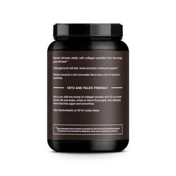 Active Stacks Collagen Peptides Protein Powder, Chocolate - Support Hair, Skin, Bones & Joints