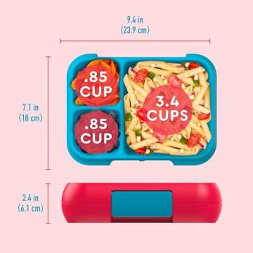 Bentgo Pop - Leak-Proof Lunch Box & Removable Divider for Ages 8+ & Teens - Lunch Container Holds 5 Cups of Food; 3-4 Compartments; Microwave/Dishwasher Safe; 2 Year Warranty (Flame Red/Turquoise)
