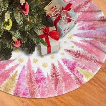 Elegant Snowflake Pink Christmas Tree Skirt for Holiday Decor