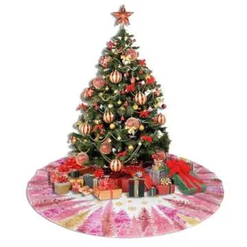 Elegant Snowflake Pink Christmas Tree Skirt for Holiday Decor