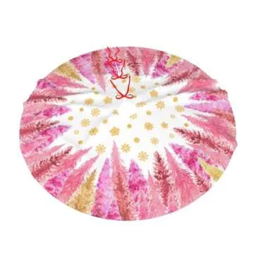 Elegant Snowflake Pink Christmas Tree Skirt for Holiday Decor