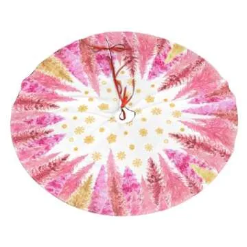 Elegant Snowflake Pink Christmas Tree Skirt for Holiday Decor