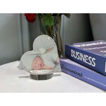 IEEK 2 PCS Acrylic Heart Shape Couple Photo Frame,Personalized Couples Gift for Lover Crystal Heart Picture Frame Decor Sign Heart Table Centerpiece for Coworker Appreciation Gift Teacher Thank You