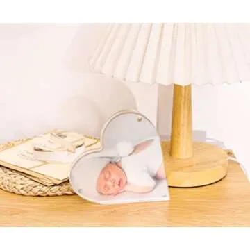 IEEK 2 PCS Acrylic Heart Shape Couple Photo Frame,Personalized Couples Gift for Lover Crystal Heart Picture Frame Decor Sign Heart Table Centerpiece for Coworker Appreciation Gift Teacher Thank You