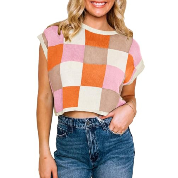 Saodimallsu Women's Color Block Summer Crop Top for Women