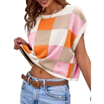 Saodimallsu Women's Color Block Summer Crop Top for Women
