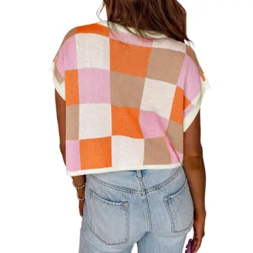 Saodimallsu Women's Color Block Summer Crop Top for Women