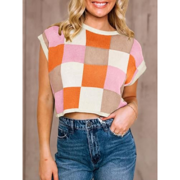 Saodimallsu Women's Color Block Summer Crop Top for Women