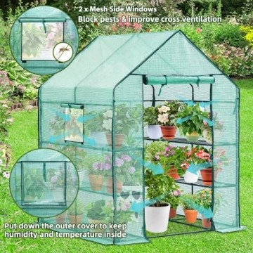 Ohuhu Durable Walk-in Greenhouse with 12 Shelves