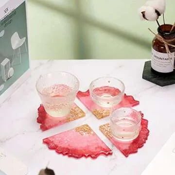 LET'S RESIN Geode Coaster Molds,Geode Agate Molds for Resin Casting,Silicone Coaster Molds for Making Geode Coasters, Resin Coasters, Cups Mats, Home Decoration