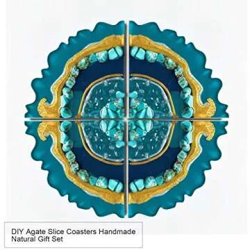 LET'S RESIN Geode Coaster Molds,Geode Agate Molds for Resin Casting,Silicone Coaster Molds for Making Geode Coasters, Resin Coasters, Cups Mats, Home Decoration