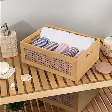 LaMorée Large Rattan Storage Basket for Home Decor