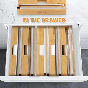 Vikow 3 in 1 Wrap Dispenser and Slide Cutter for Kitchen