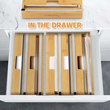 Vikow 3 in 1 Wrap Dispenser and Slide Cutter for Kitchen