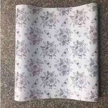 Self Adhesive Peony Floral Butterfly Shelf Liner Contact Paper for Dresser Cabinets Walls Backsplash Furniture Decal 17.7x197 Inches …