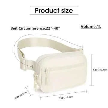 WESTBRONCO Fanny Packs for Women Men, Belt Bag with 4 Zipper Pockets, Fashion Waist Packs, Lightweight Crossbody Bags with Adjustable Strap for Workout/Running/Hiking (Beige)