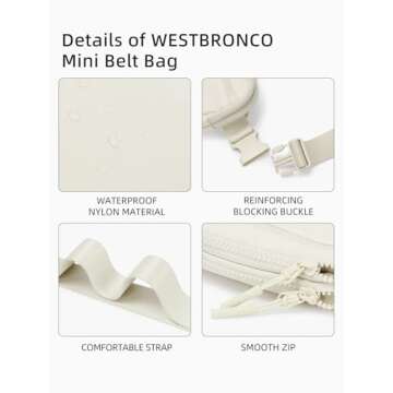 WESTBRONCO Fanny Packs for Women Men, Belt Bag with 4 Zipper Pockets, Fashion Waist Packs, Lightweight Crossbody Bags with Adjustable Strap for Workout/Running/Hiking (Beige)