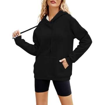 Yeokou Women's Winter Hoodies Pullover Sherpa Fleece Warm Heavyweight Sweatshirt(Black-L)
