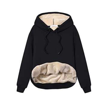 Yeokou Women's Winter Hoodies Pullover Sherpa Fleece Warm Heavyweight Sweatshirt(Black-L)