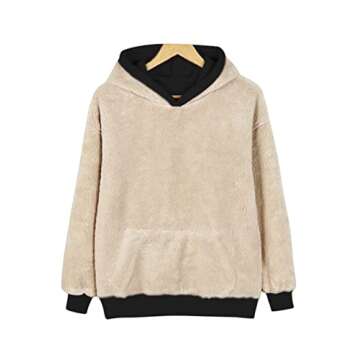 Yeokou Women's Winter Hoodies Pullover Sherpa Fleece Warm Heavyweight Sweatshirt(Black-L)