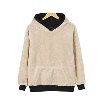 Yeokou Women's Winter Hoodies Pullover Sherpa Fleece Warm Heavyweight Sweatshirt(Black-L)