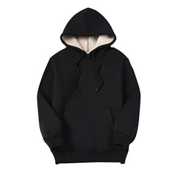 Yeokou Women's Winter Hoodies Pullover Sherpa Fleece Warm Heavyweight Sweatshirt(Black-L)